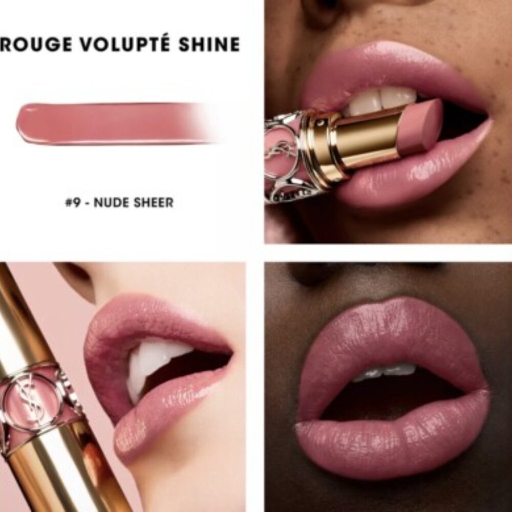 Nude Sheer YSL Rouge Volupté Shine Oil-In-Stick #9 - Picture 2 of 4